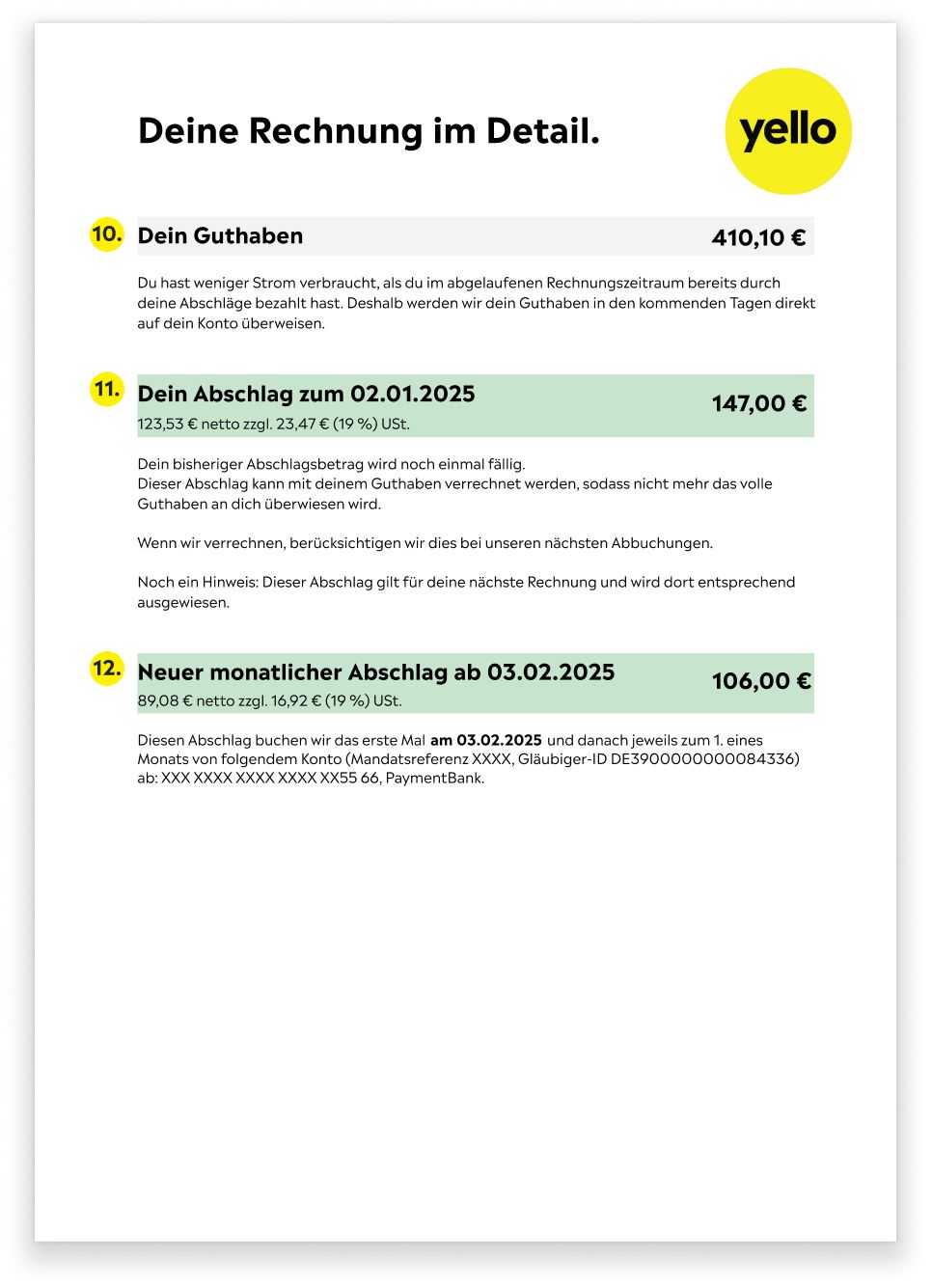 Yello Rechnung vierte Seite Vierte Seite der Yello Rechnung