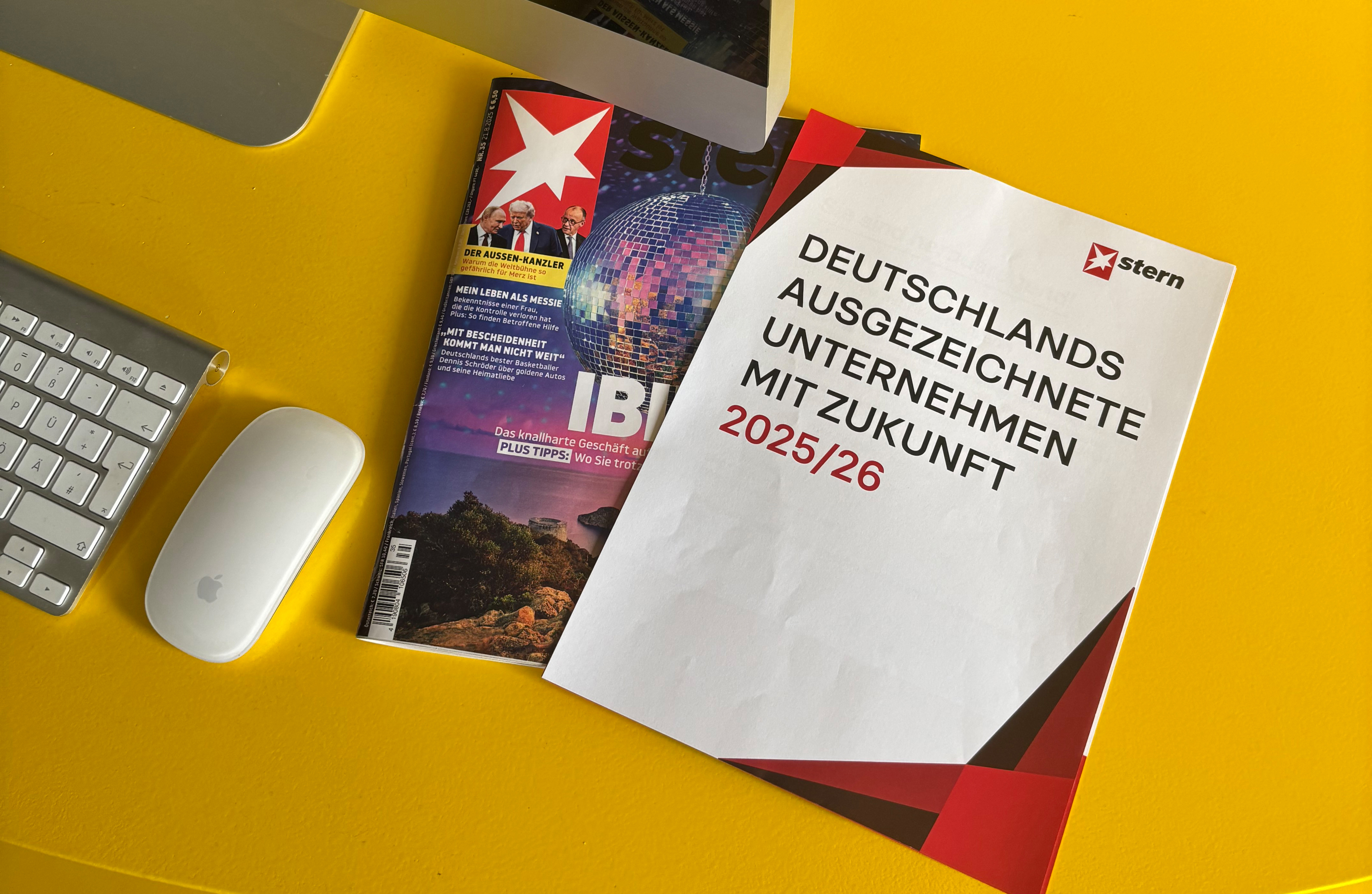 Yello erhält Höchstwertung in der stern-Studie „Deutschlands Unternehmen mit Zukunft 2025/26“.