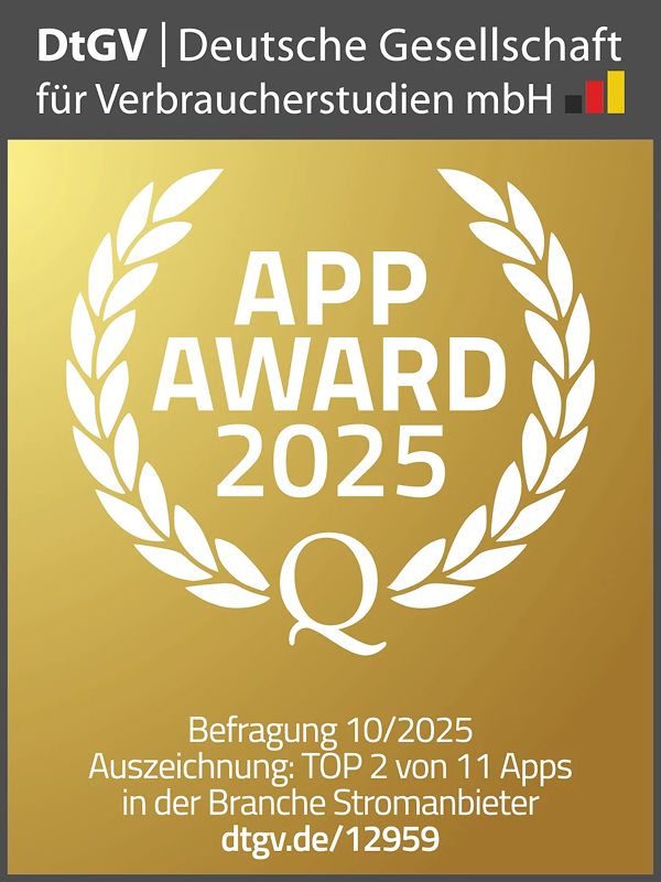 Testsiegel Top App DtGV 2025 Auszeichnung DtGV App Award für die Yello App