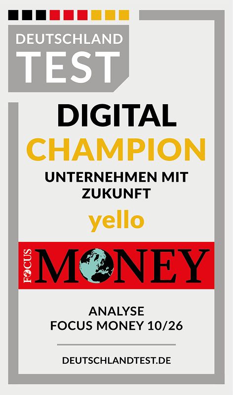 Testsieger bei Focus Money Digital Champion 2026 Testsiegel Focus Money Digital Champion 2026